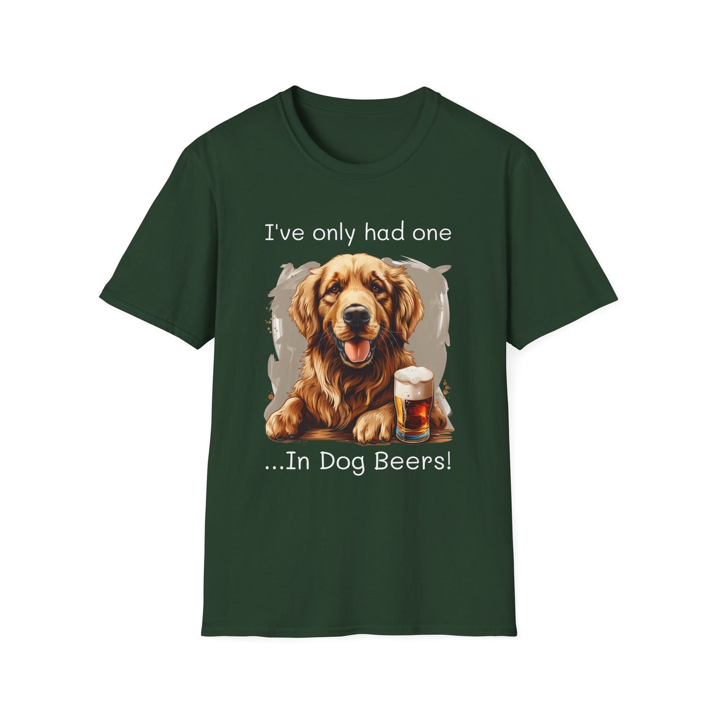 Funny Drinking shirt, Unisex Softstyle Shirt, Golden Retriever, One in Dog Beers
