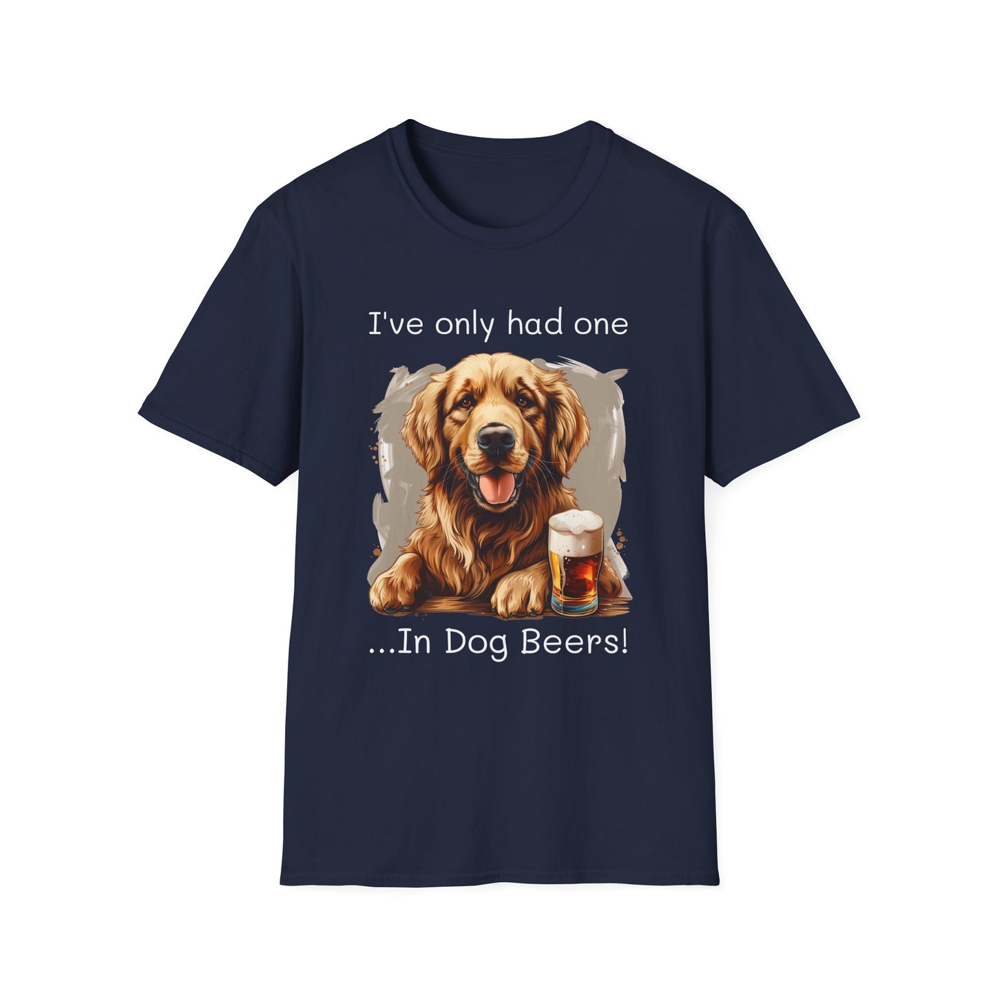 Funny Drinking shirt, Unisex Softstyle Shirt, Golden Retriever, One in Dog Beers