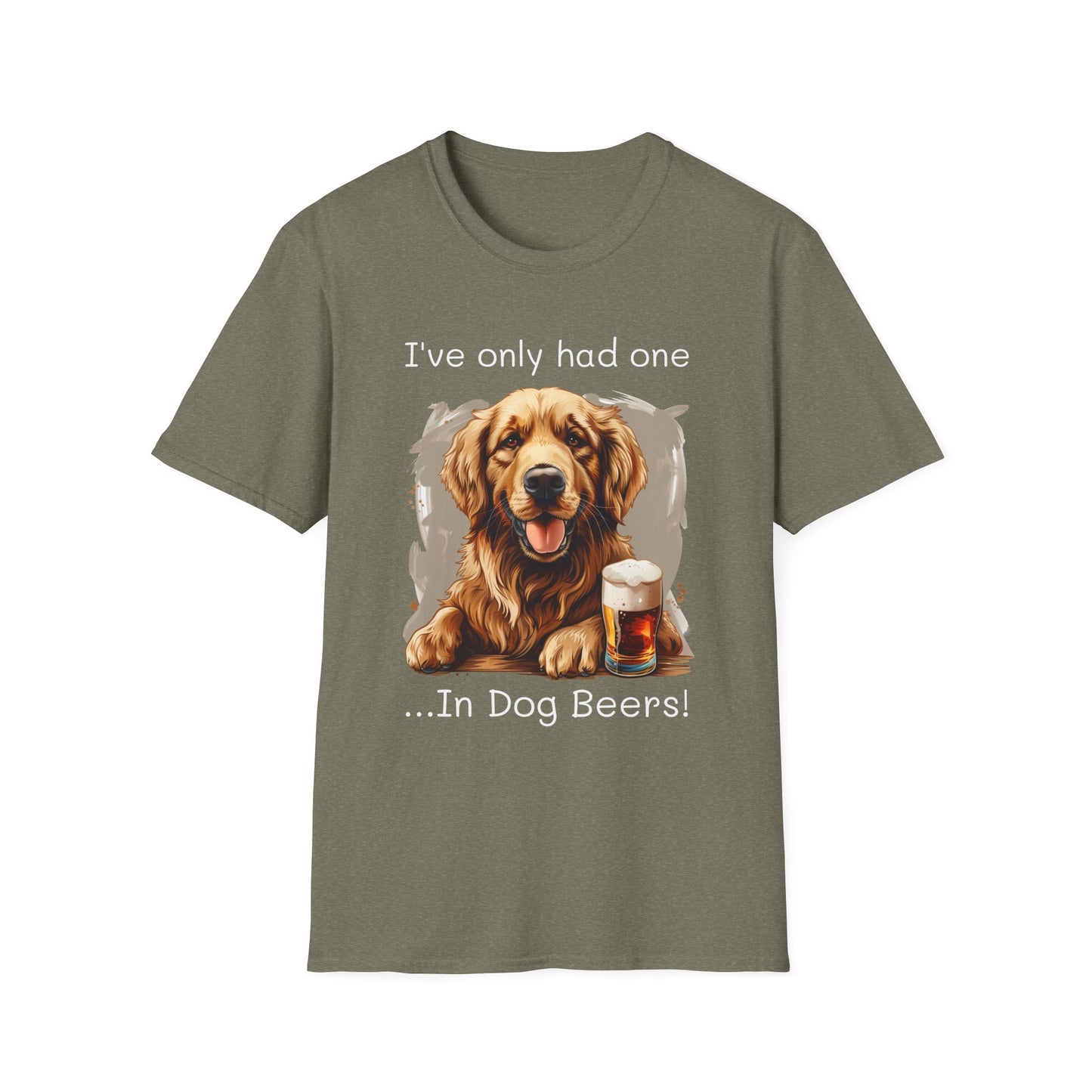 Funny Drinking shirt, Unisex Softstyle Shirt, Golden Retriever, One in Dog Beers