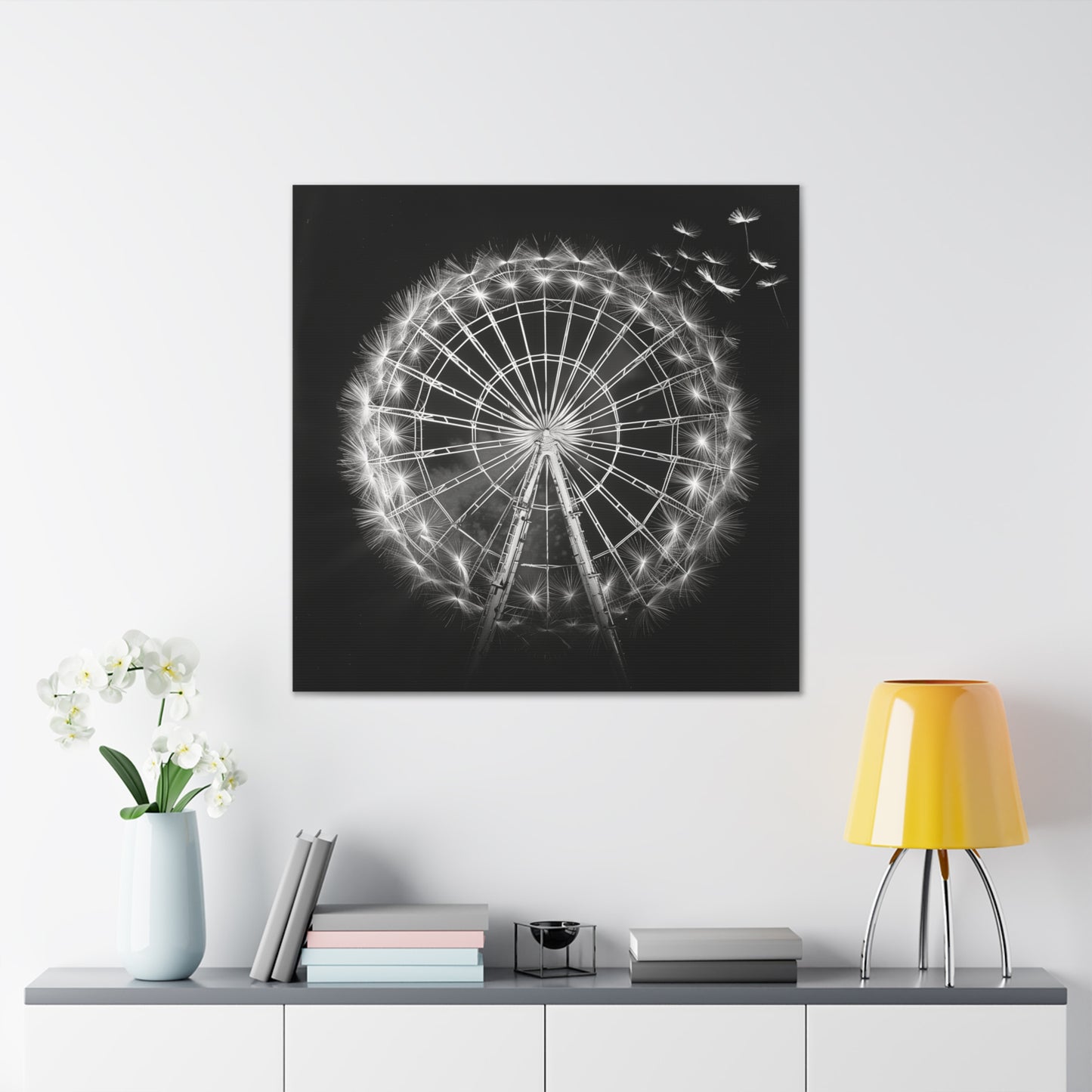 Dandelion, Canvas Art, Surrealism, Ferris Wheel, Canvas Wraps, Stretched, Cool Art, Abstract, Dandelion decoration, Ferris wheel decoration