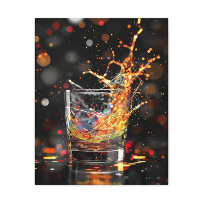 Whiskey Lovers Wall Art - Paint Splash, Trippy, Watercolor Whiskey Splash Painting, Canvas Gallery Wraps, Canvas Stretched, Gifts for Him