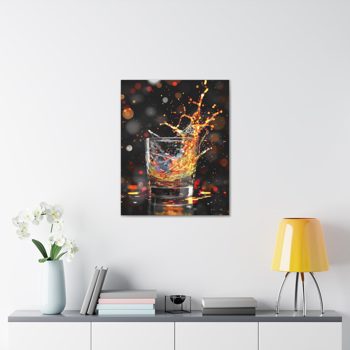 Whiskey Lovers Wall Art - Paint Splash, Trippy, Watercolor Whiskey Splash Painting, Canvas Gallery Wraps, Canvas Stretched, Gifts for Him