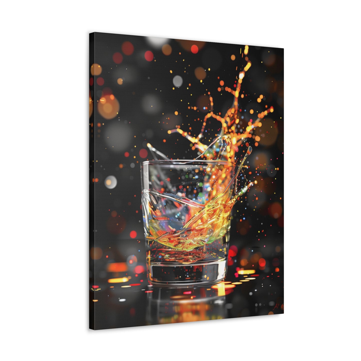 Whiskey Lovers Wall Art - Paint Splash, Trippy, Watercolor Whiskey Splash Painting, Canvas Gallery Wraps, Canvas Stretched, Gifts for Him