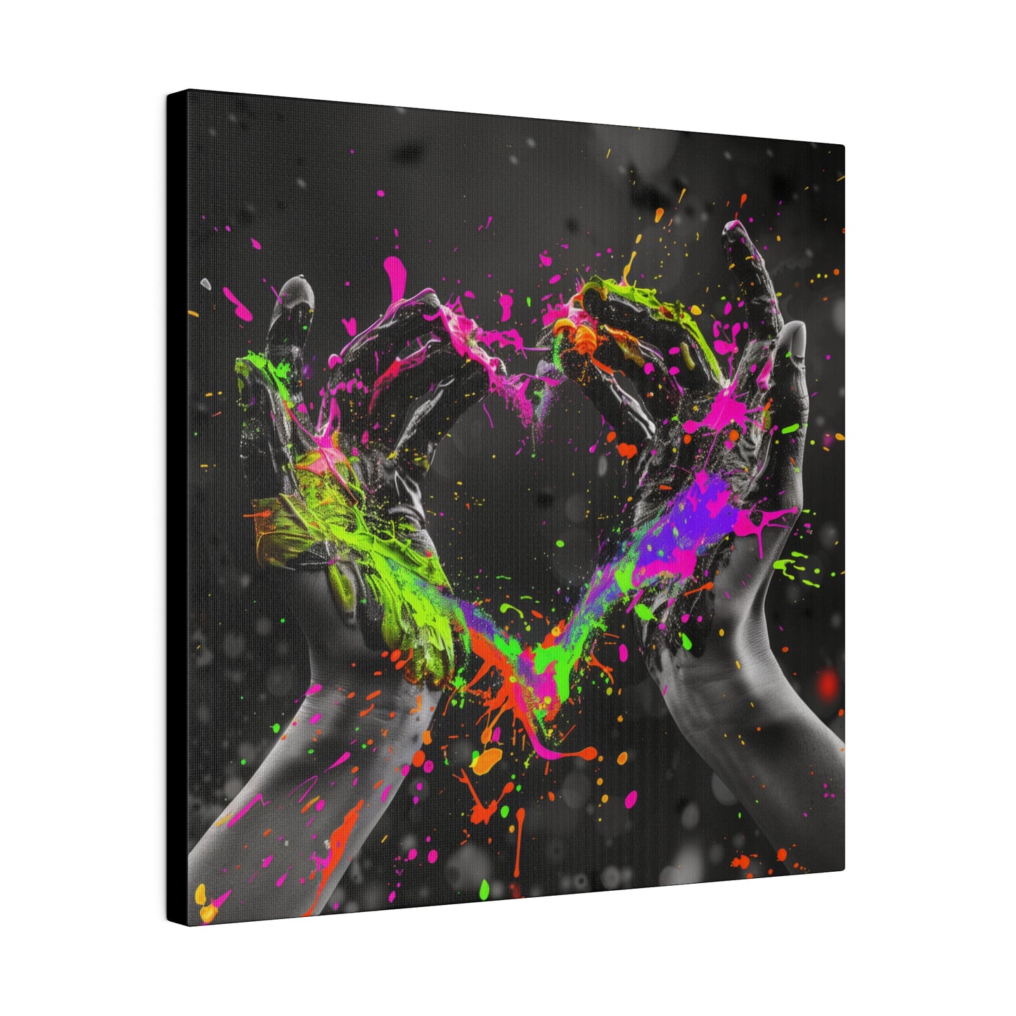 Heart in Hands Paint Splatter, Matte Canvas, Stretched, 0.75"