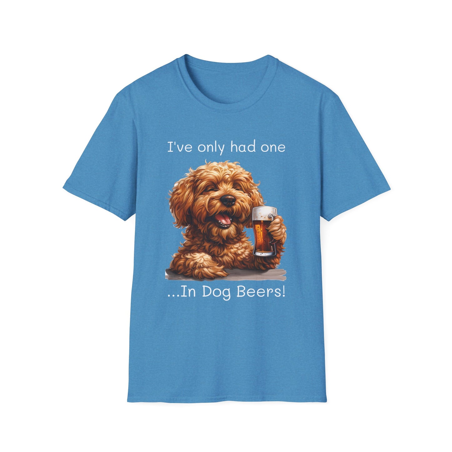 Funny Drinking shirt, Unisex Softstyle Shirt, Golden Doodle, One in Dog Beers