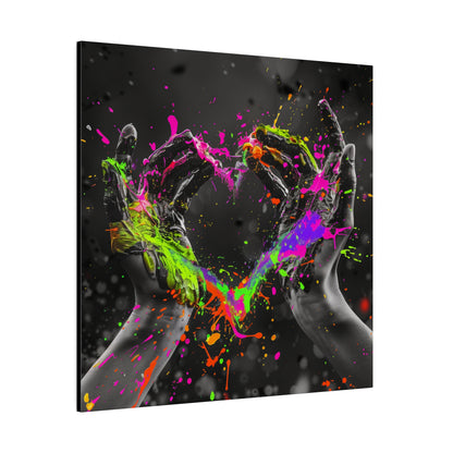 Heart in Hands Paint Splatter, Matte Canvas, Stretched, 0.75"