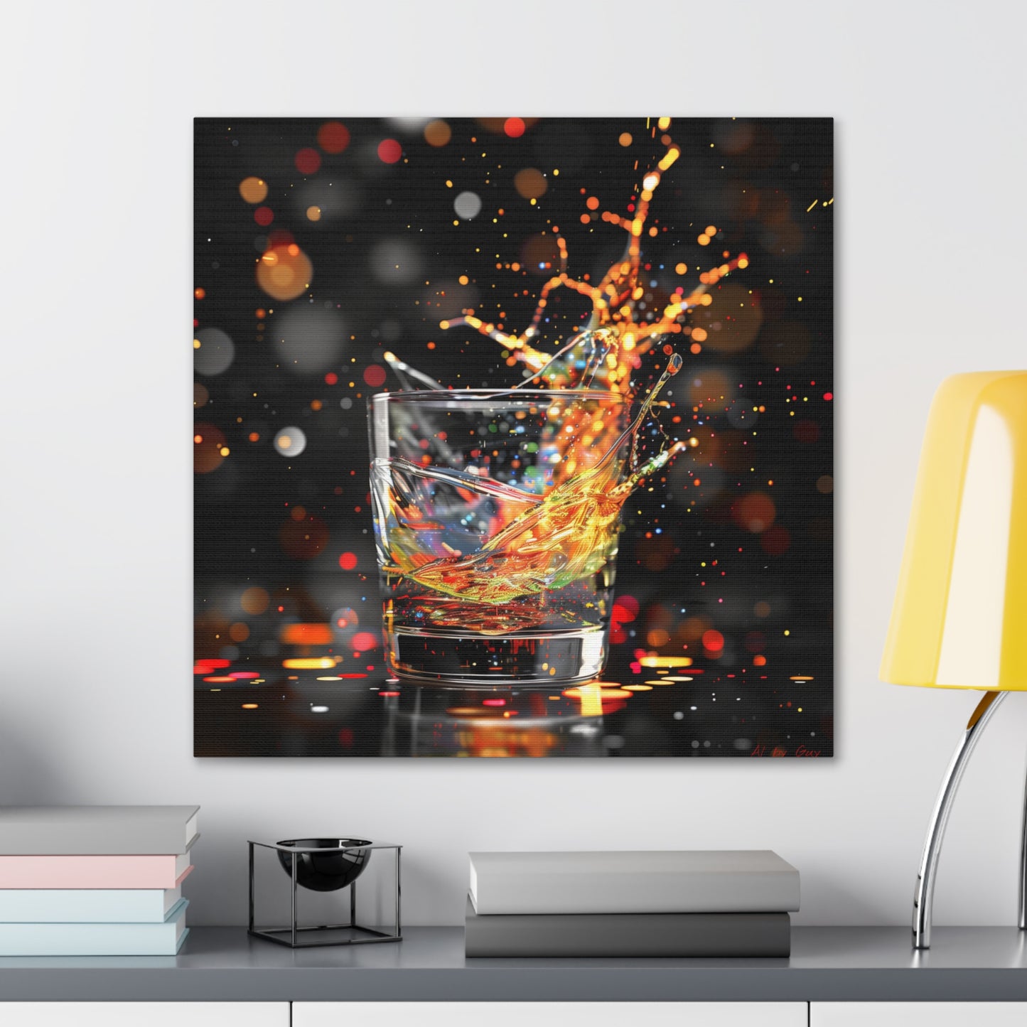 Whiskey Lovers Wall Art - Paint Splash, Trippy, Watercolor Whiskey Splash Painting, Canvas Gallery Wraps, Canvas Stretched, Gifts for Him