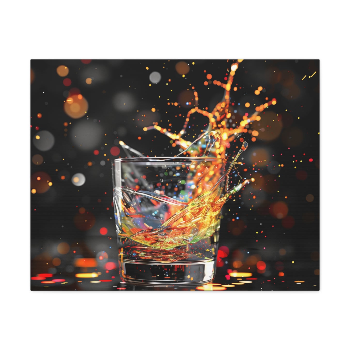 Whiskey Lovers Wall Art - Paint Splash, Trippy, Watercolor Whiskey Splash Painting, Canvas Gallery Wraps, Canvas Stretched, Gifts for Him