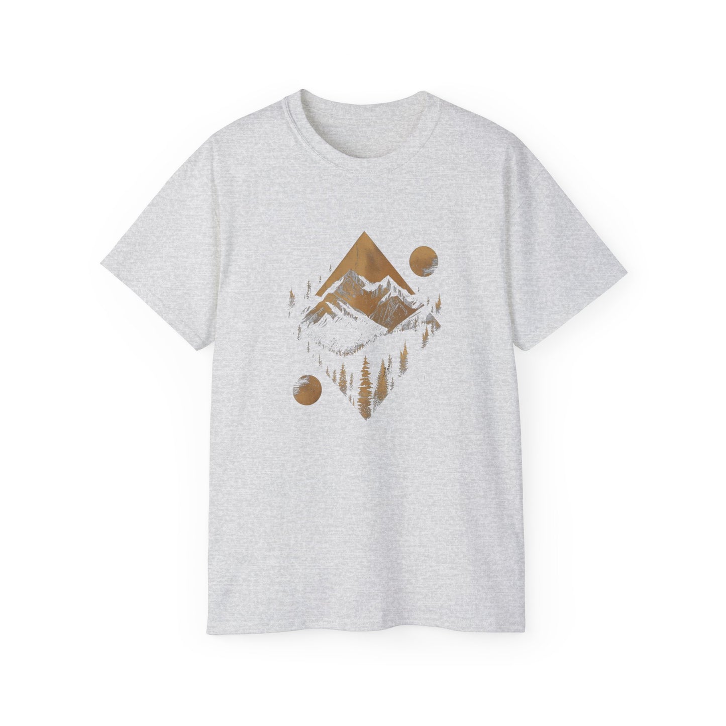 Men's Ultra Cotton Tee - AI Art Mountains Design T-shirt, Outdoors man Tshirt, Original Design, Edgy tee, Dark Tshirt, cool