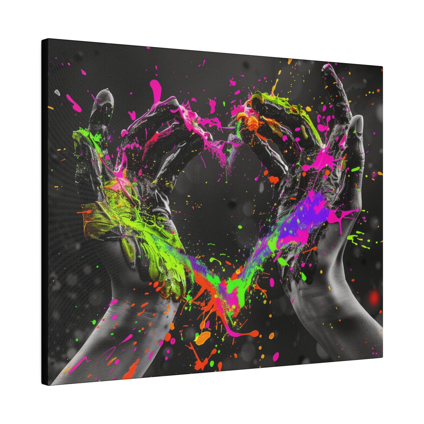 Heart in Hands Paint Splatter, Matte Canvas, Stretched, 0.75"