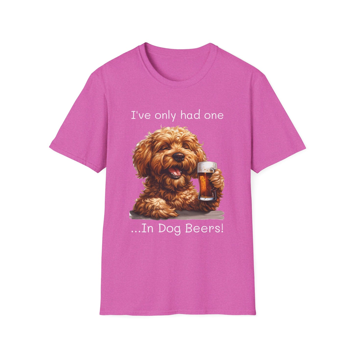 Funny Drinking shirt, Unisex Softstyle Shirt, Golden Doodle, One in Dog Beers