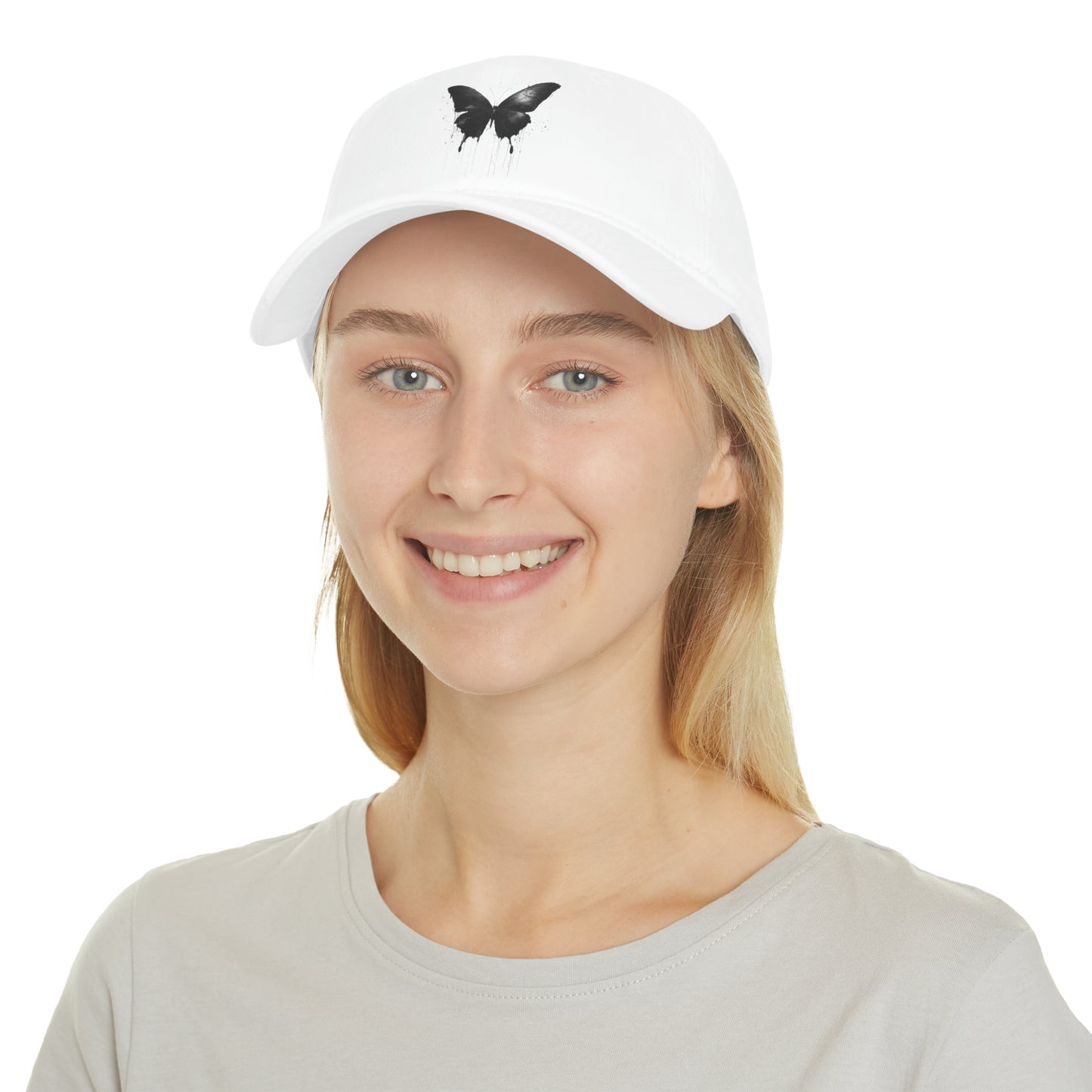 Black Butterfly Low Profile Baseball Cap, Dripping hat lid fit Artistic AI Made Cool Artsy Design Dark Style Edgy
