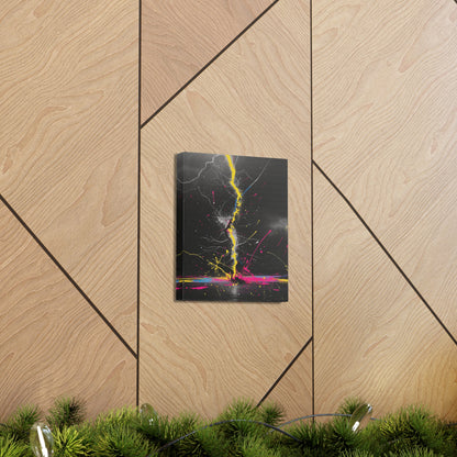 Neon Lightning Bolt Abstract Wall Art - Colorful Paint Splatter, Canvas Explosion Vivid Painting, Canvas Gallery Wraps, Canvas Stretched