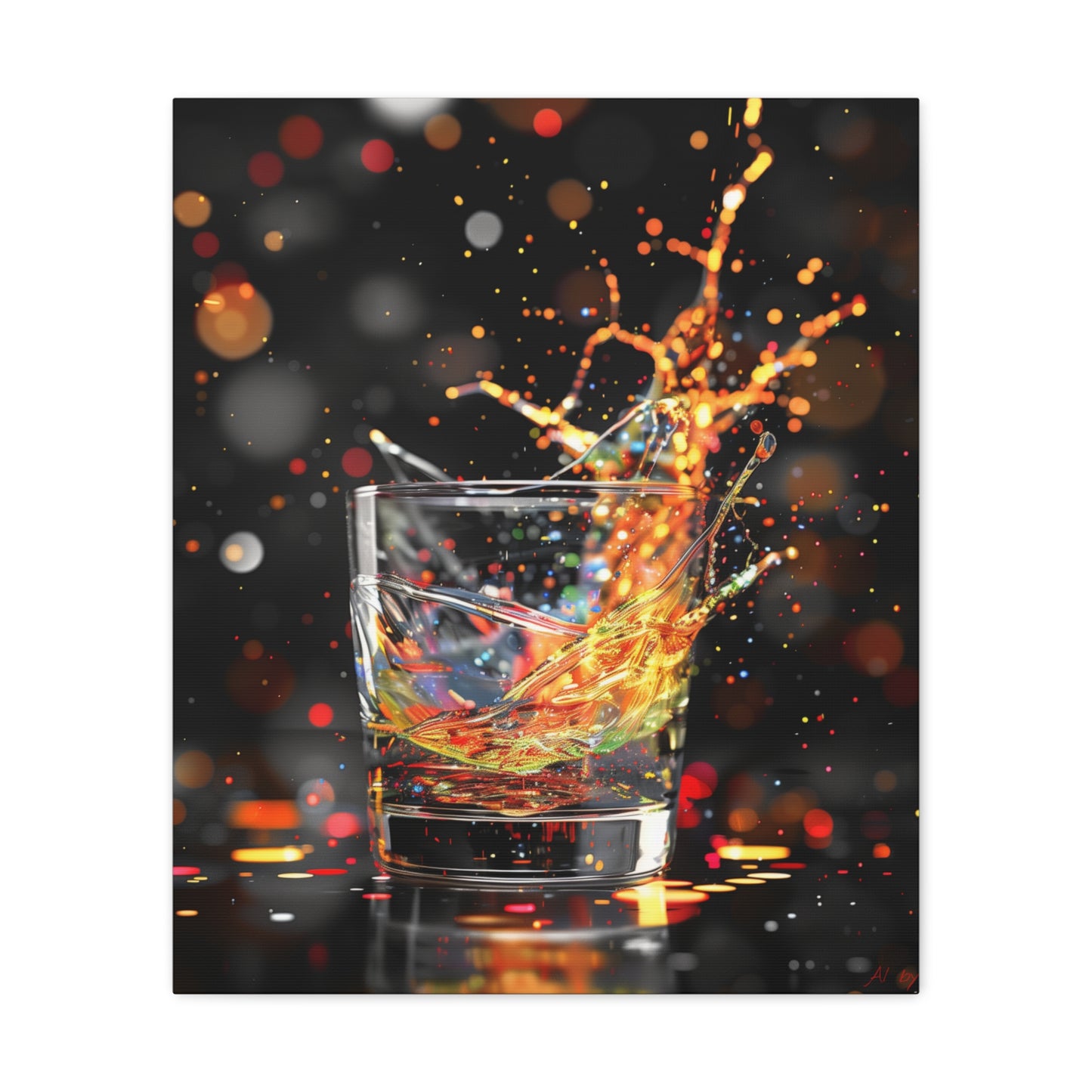 Whiskey Lovers Wall Art - Paint Splash, Trippy, Watercolor Whiskey Splash Painting, Canvas Gallery Wraps, Canvas Stretched, Gifts for Him