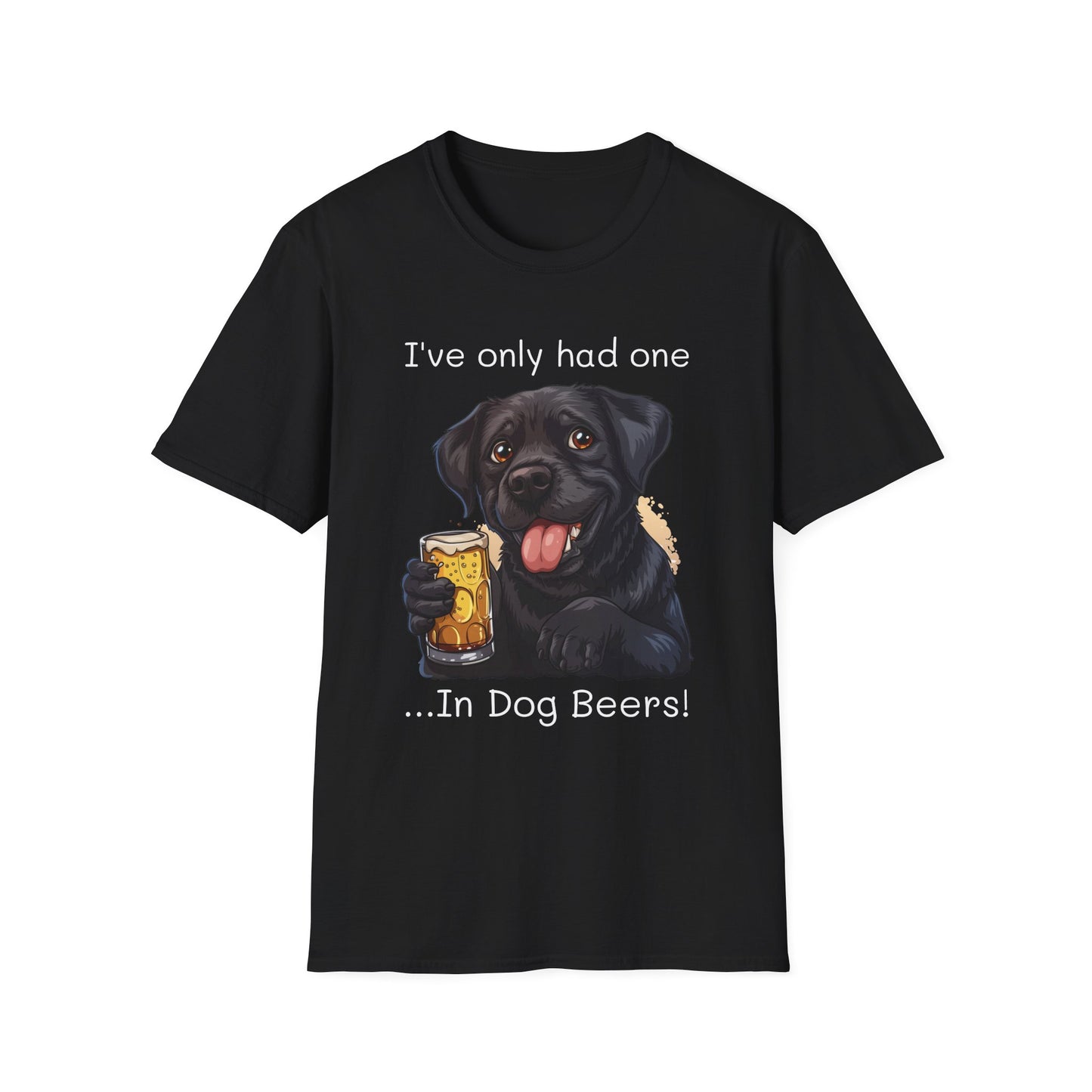 Funny Drinking shirt, Unisex Softstyle Shirt, Black Lab, One in Dog Beers