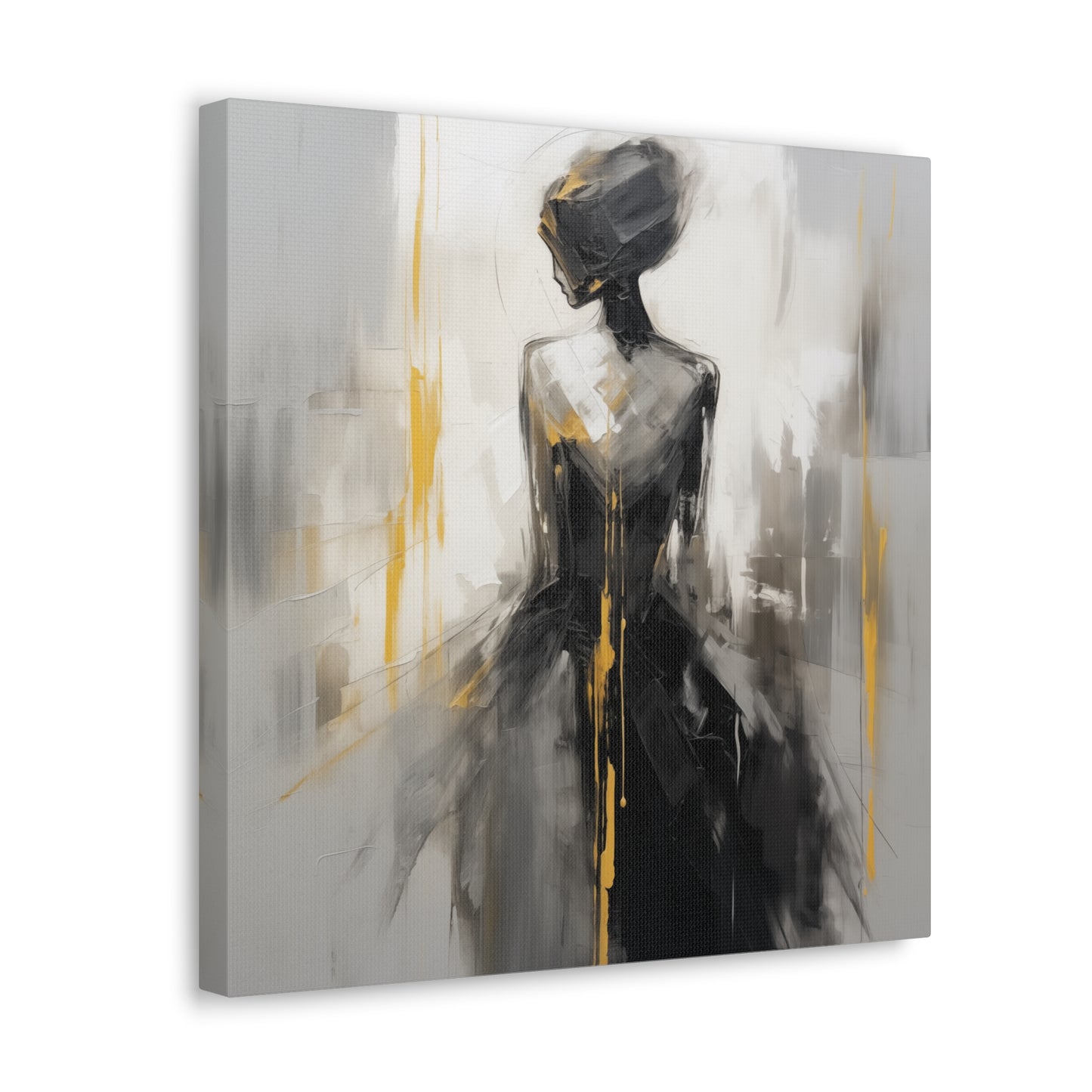 Abstract Wall Art - Black and Gold Painted Lady, Canvas Gallery Wraps, Canvas Stretched
