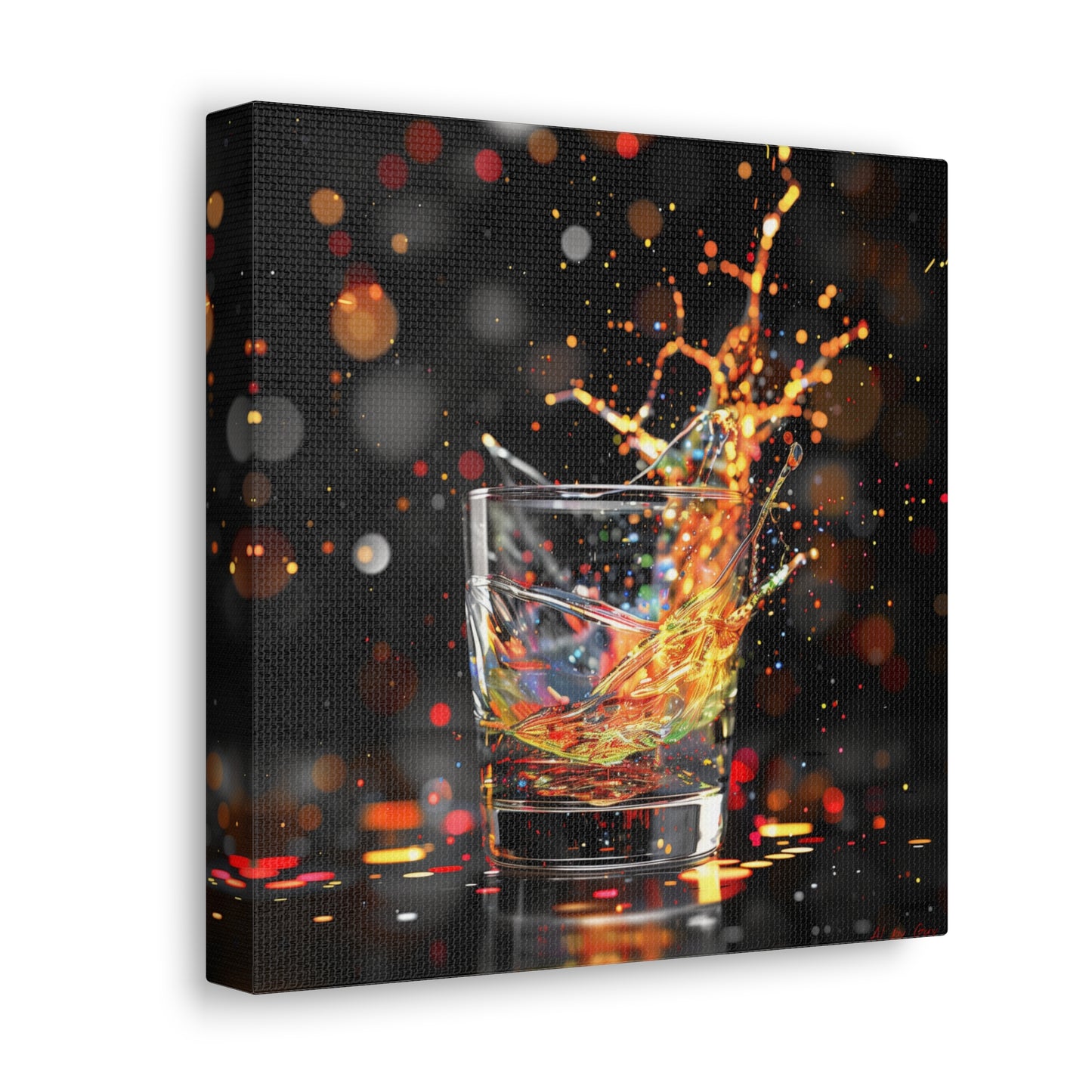 Whiskey Lovers Wall Art - Paint Splash, Trippy, Watercolor Whiskey Splash Painting, Canvas Gallery Wraps, Canvas Stretched, Gifts for Him