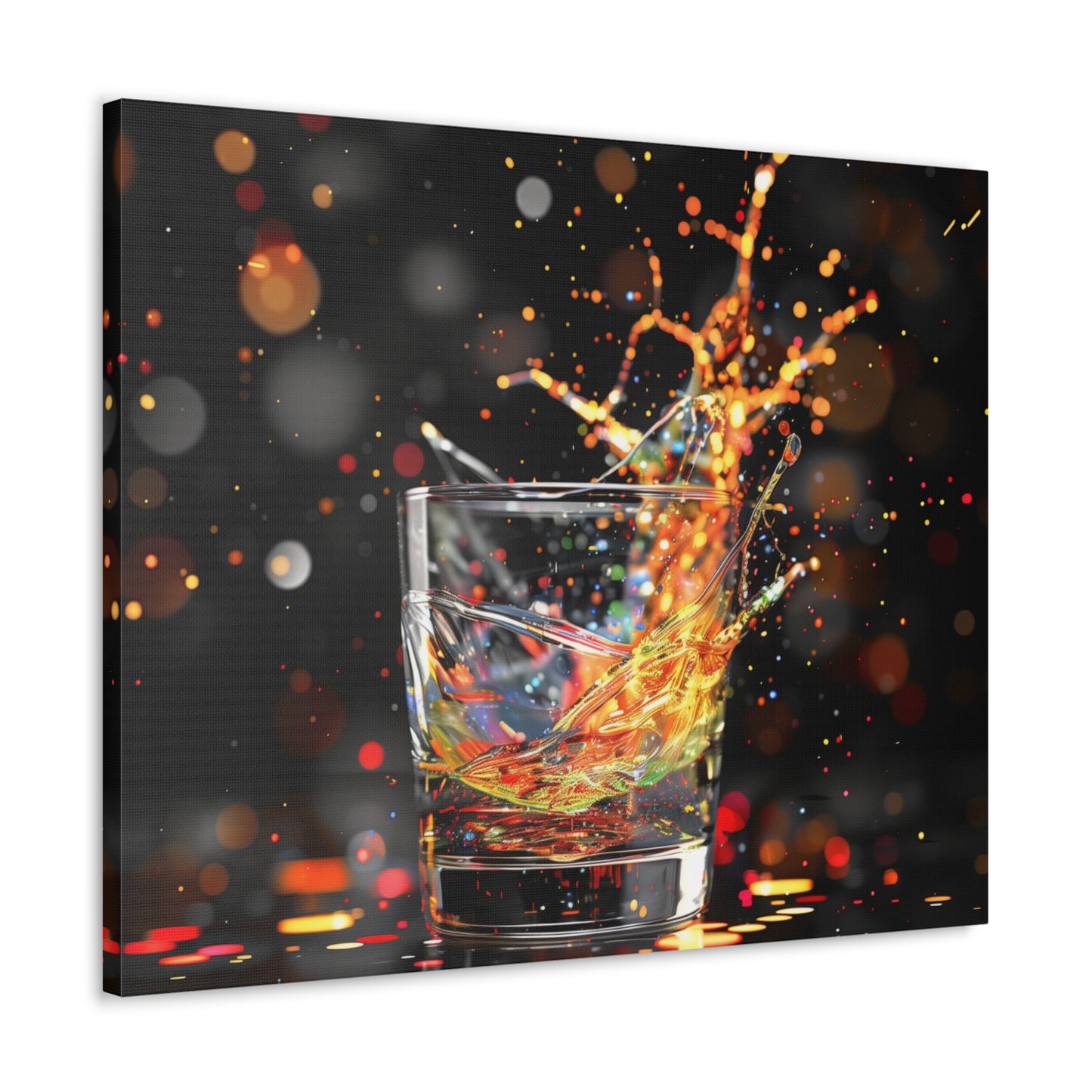 Whiskey Lovers Wall Art - Paint Splash, Trippy, Watercolor Whiskey Splash Painting, Canvas Gallery Wraps, Canvas Stretched, Gifts for Him