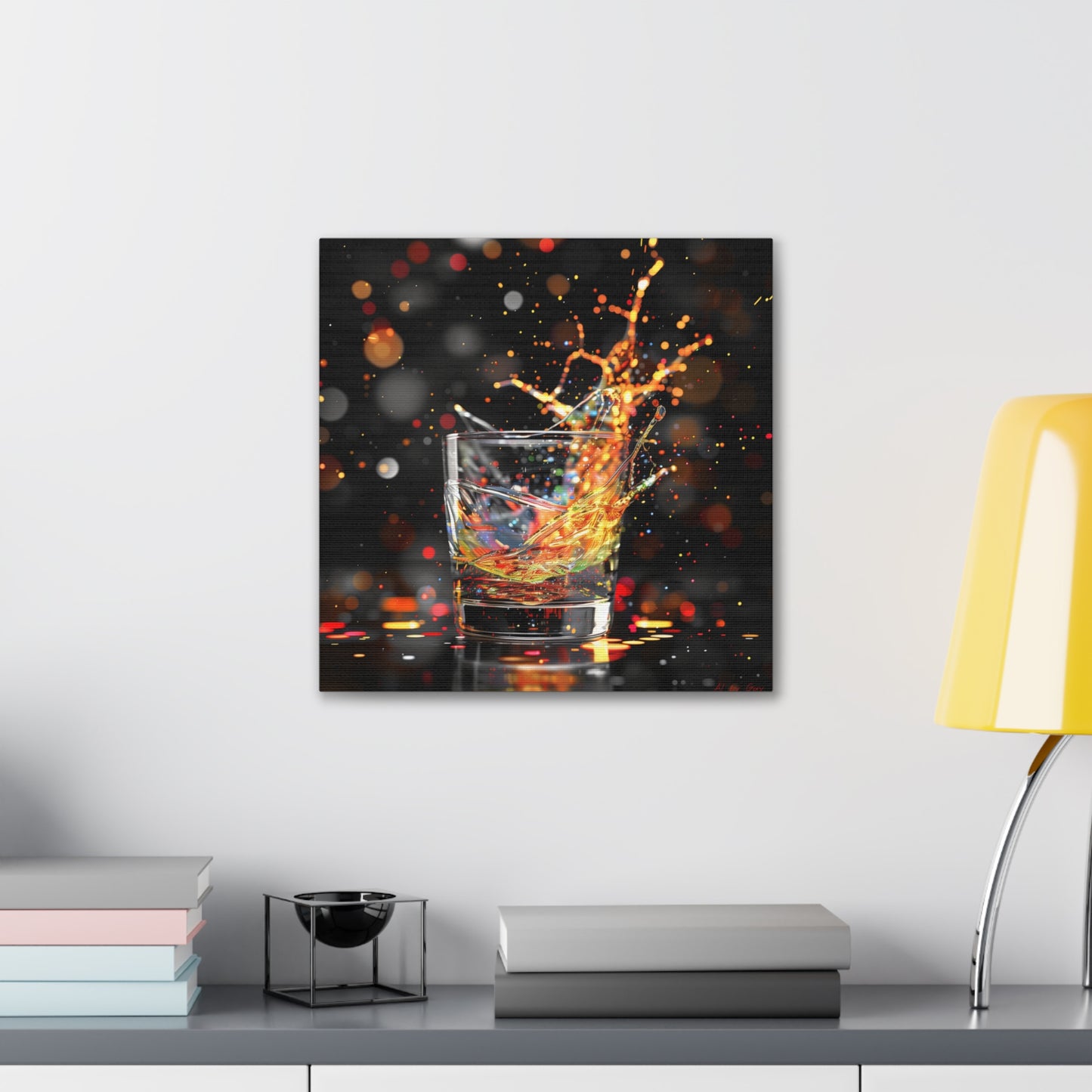 Whiskey Lovers Wall Art - Paint Splash, Trippy, Watercolor Whiskey Splash Painting, Canvas Gallery Wraps, Canvas Stretched, Gifts for Him