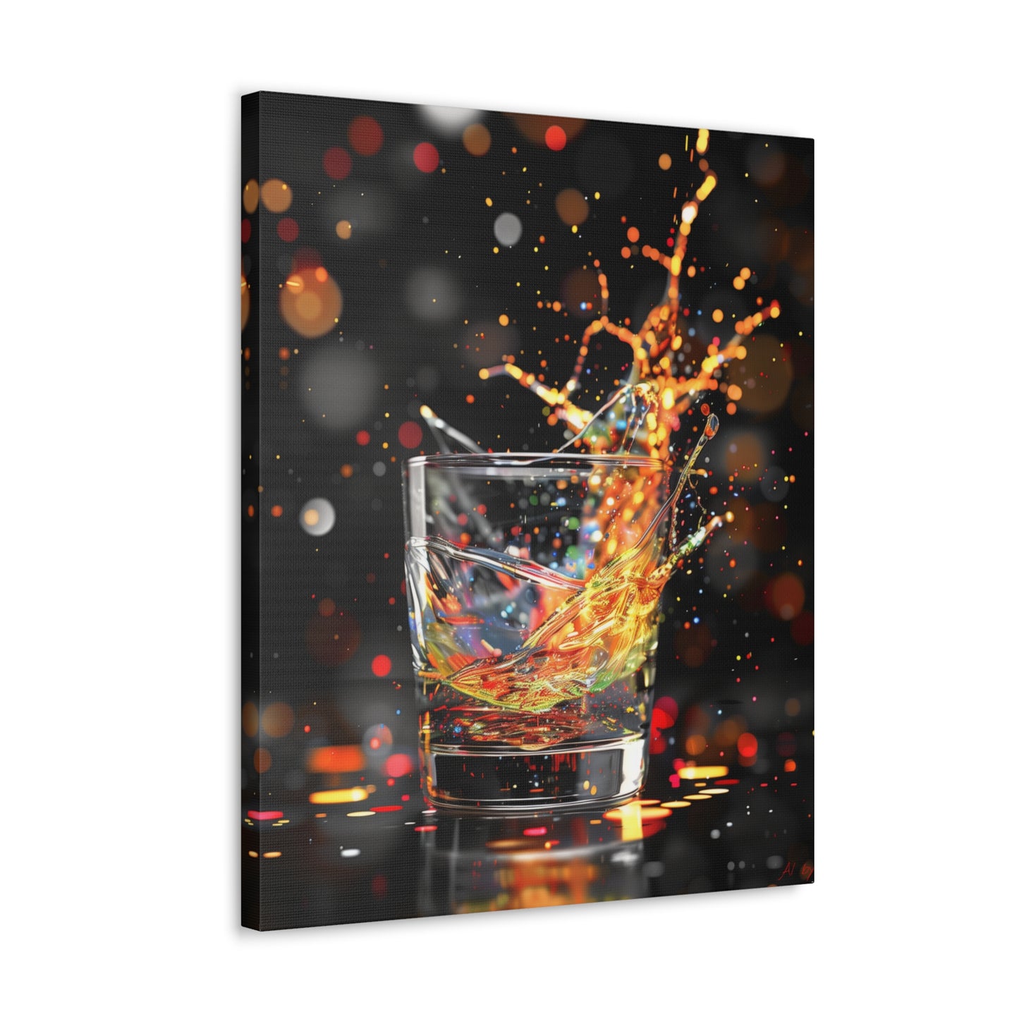 Whiskey Lovers Wall Art - Paint Splash, Trippy, Watercolor Whiskey Splash Painting, Canvas Gallery Wraps, Canvas Stretched, Gifts for Him