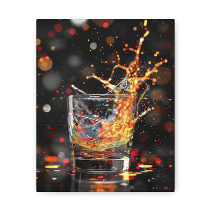 Whiskey Lovers Wall Art - Paint Splash, Trippy, Watercolor Whiskey Splash Painting, Canvas Gallery Wraps, Canvas Stretched, Gifts for Him