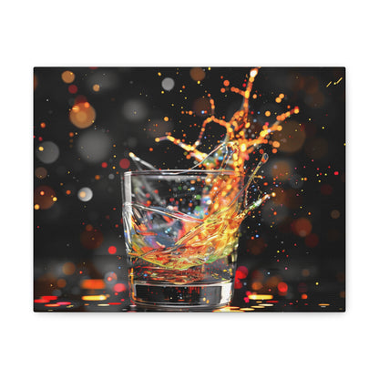 Whiskey Lovers Wall Art - Paint Splash, Trippy, Watercolor Whiskey Splash Painting, Canvas Gallery Wraps, Canvas Stretched, Gifts for Him