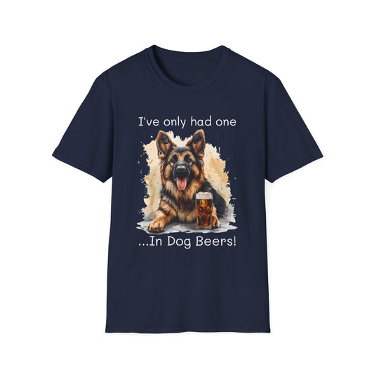 Funny Drinking shirt, Unisex Softstyle Shirt, German Shepard, One in Dog Beers