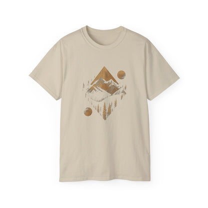 Men's Ultra Cotton Tee - AI Art Mountains Design T-shirt, Outdoors man Tshirt, Original Design, Edgy tee, Dark Tshirt, cool