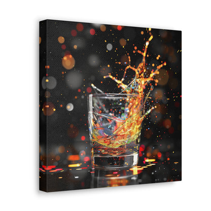 Whiskey Lovers Wall Art - Paint Splash, Trippy, Watercolor Whiskey Splash Painting, Canvas Gallery Wraps, Canvas Stretched, Gifts for Him