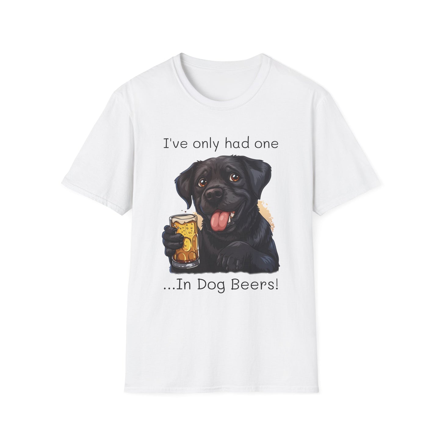 Funny Drinking shirt, Unisex Softstyle Shirt, Black Lab, One in Dog Beers