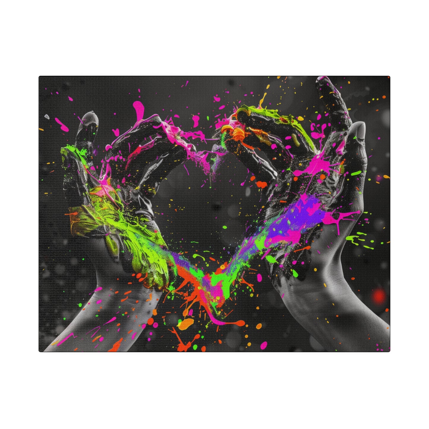 Heart in Hands Paint Splatter, Matte Canvas, Stretched, 0.75"