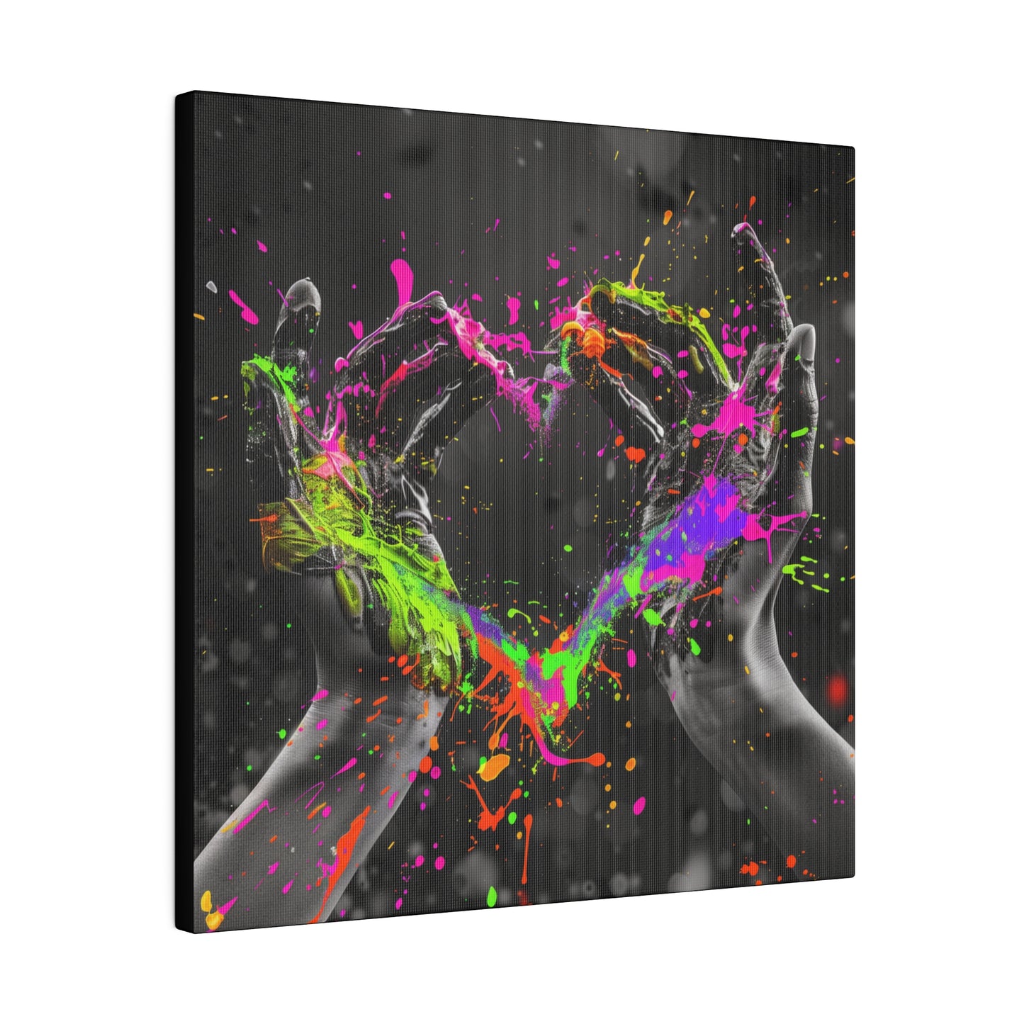 Heart in Hands Paint Splatter, Matte Canvas, Stretched, 0.75"