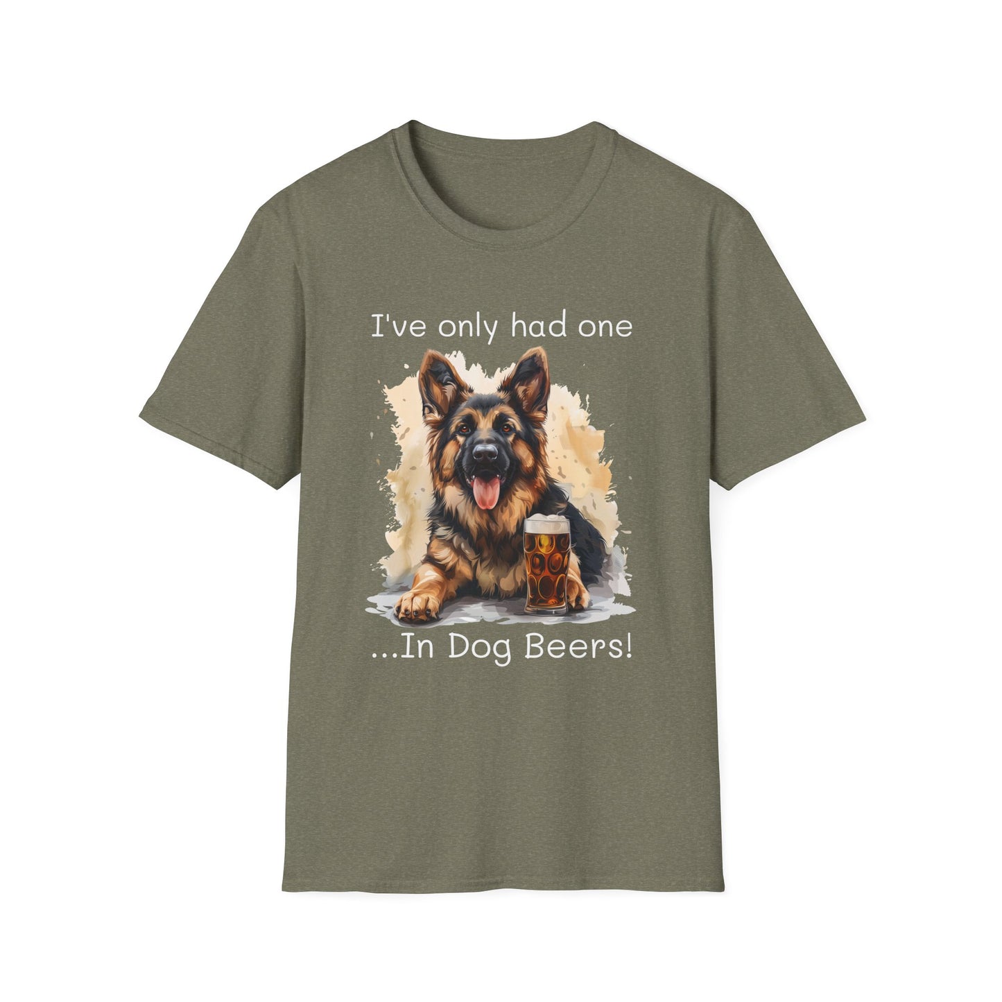 Funny Drinking shirt, Unisex Softstyle Shirt, German Shepard, One in Dog Beers