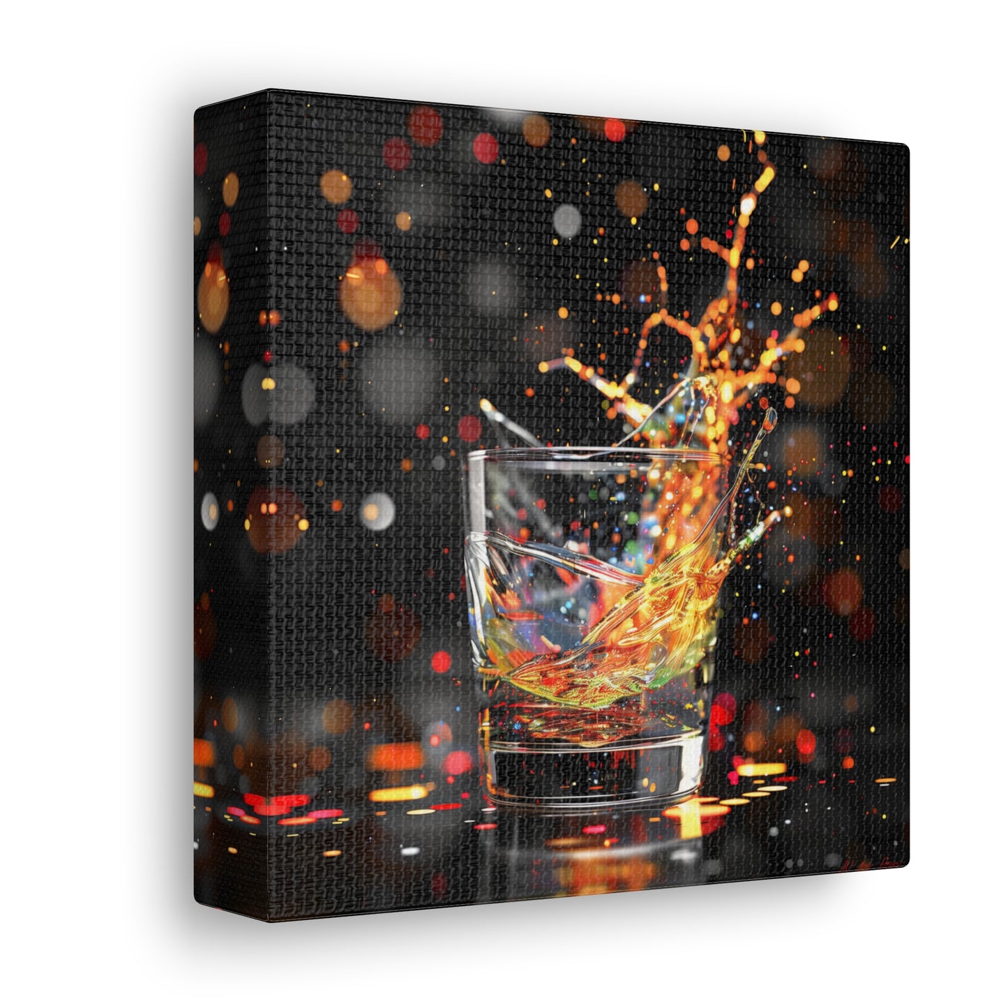 Whiskey Lovers Wall Art - Paint Splash, Trippy, Watercolor Whiskey Splash Painting, Canvas Gallery Wraps, Canvas Stretched, Gifts for Him