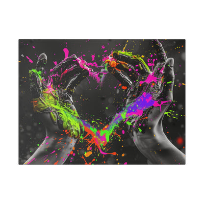 Heart in Hands Paint Splatter, Matte Canvas, Stretched, 0.75"