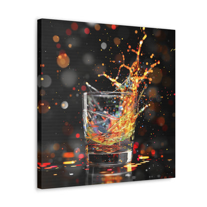 Whiskey Lovers Wall Art - Paint Splash, Trippy, Watercolor Whiskey Splash Painting, Canvas Gallery Wraps, Canvas Stretched, Gifts for Him