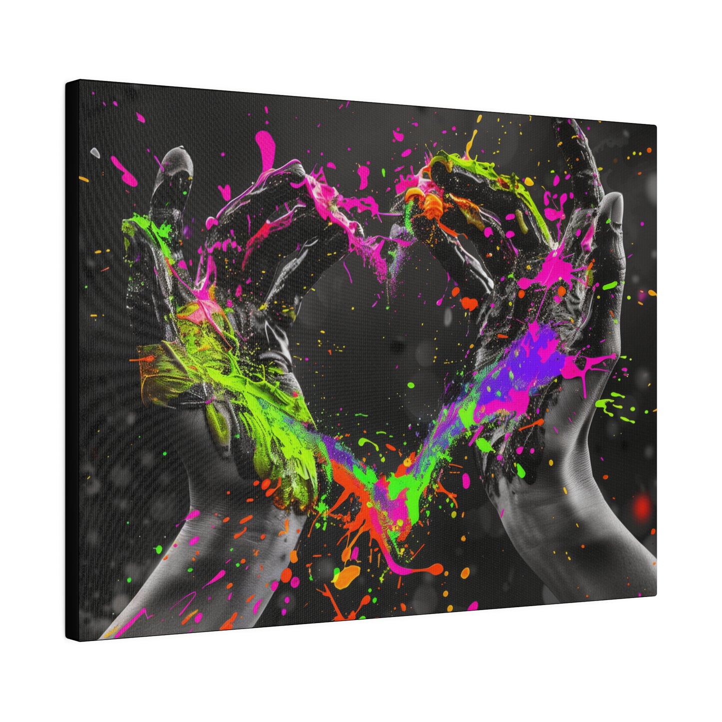 Heart in Hands Paint Splatter, Matte Canvas, Stretched, 0.75"