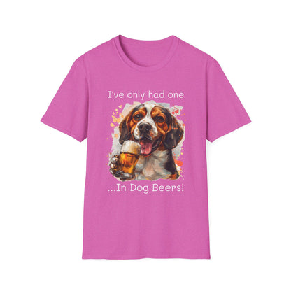 Funny Drinking shirt, Unisex Softstyle Shirt, Beagle, One in Dog Beers