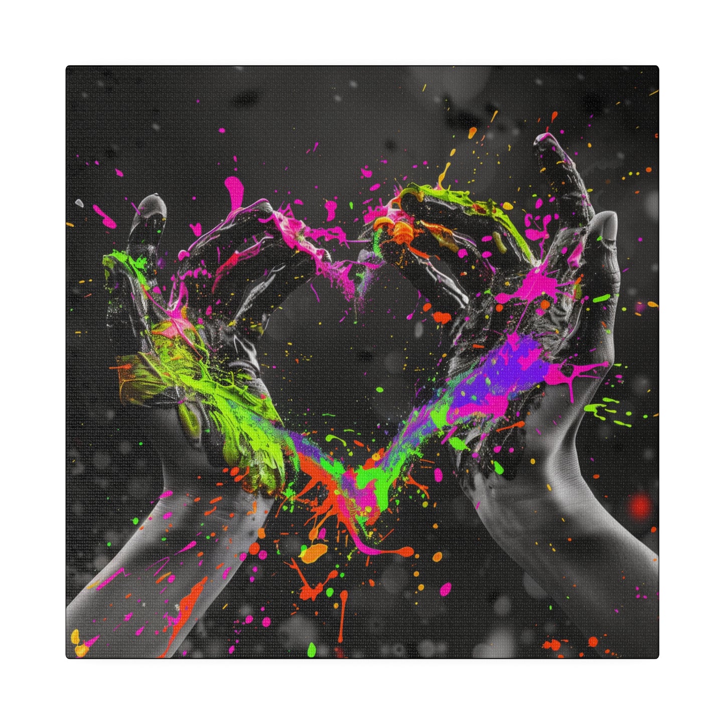 Heart in Hands Paint Splatter, Matte Canvas, Stretched, 0.75"