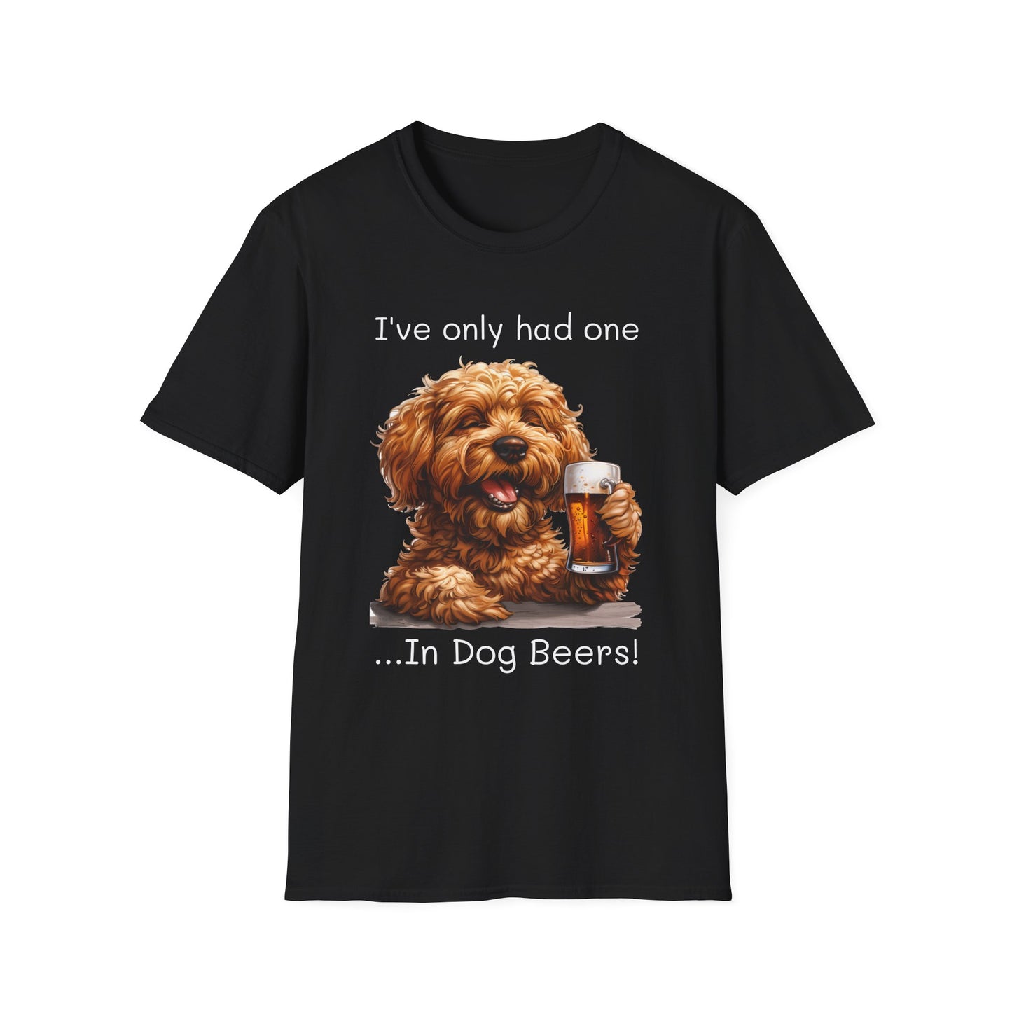 Funny Drinking shirt, Unisex Softstyle Shirt, Golden Doodle, One in Dog Beers