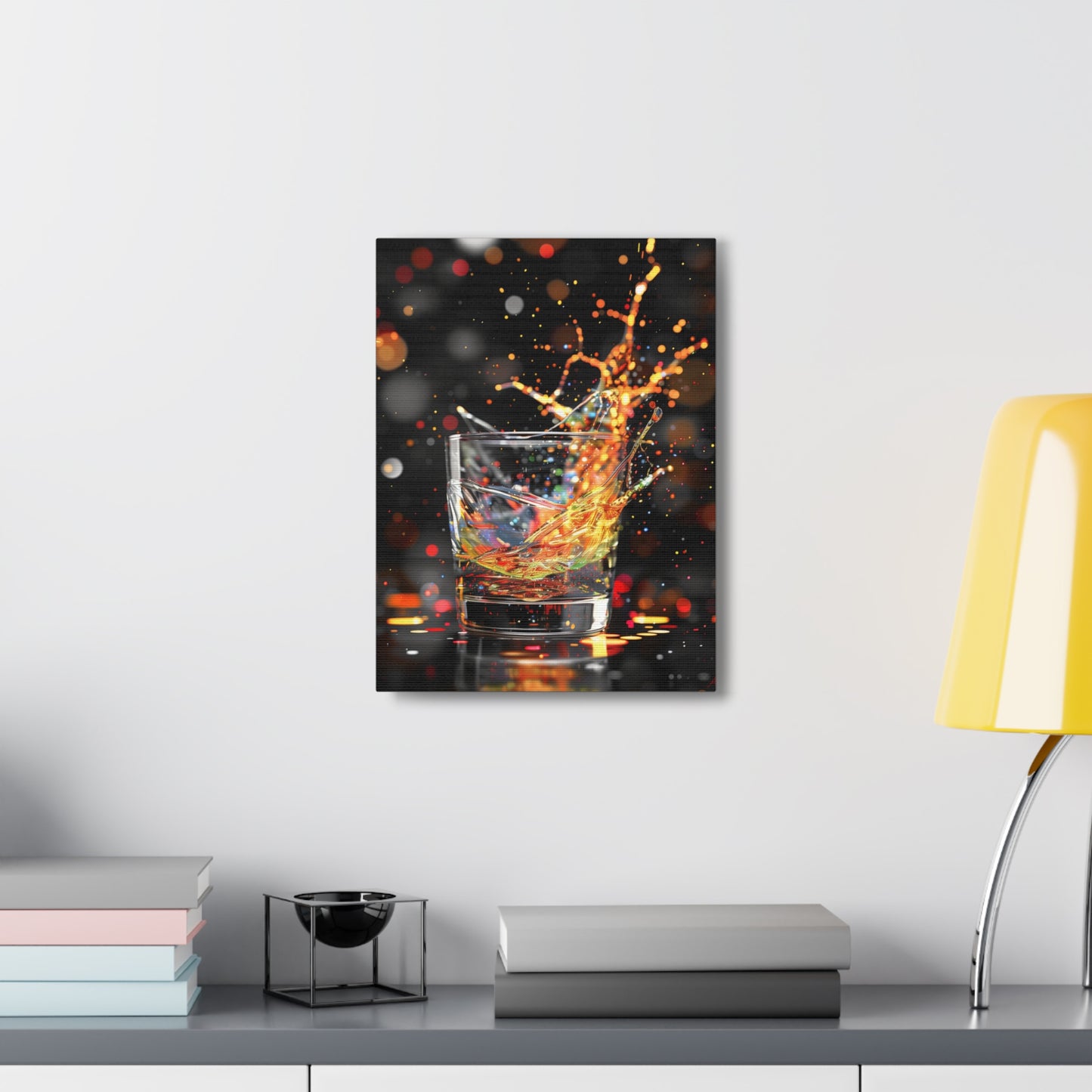 Whiskey Lovers Wall Art - Paint Splash, Trippy, Watercolor Whiskey Splash Painting, Canvas Gallery Wraps, Canvas Stretched, Gifts for Him