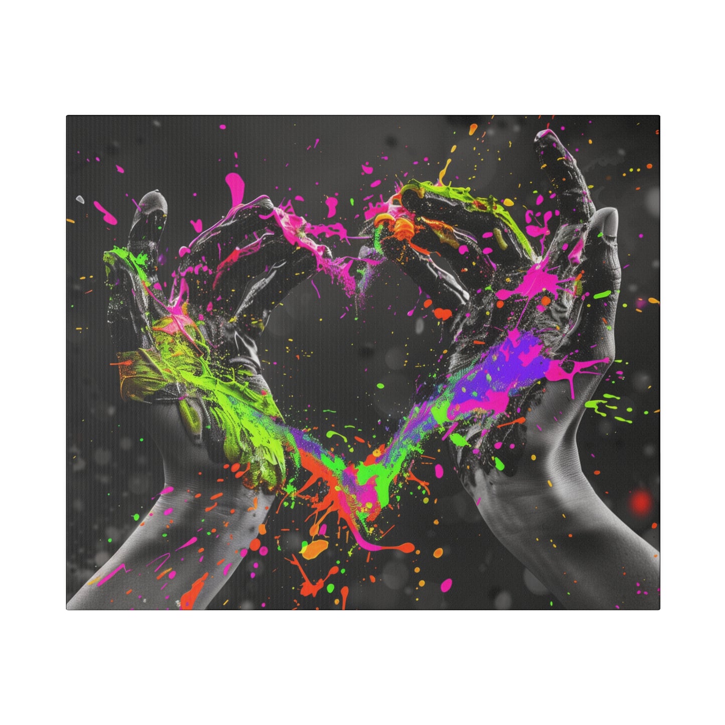 Heart in Hands Paint Splatter, Matte Canvas, Stretched, 0.75"