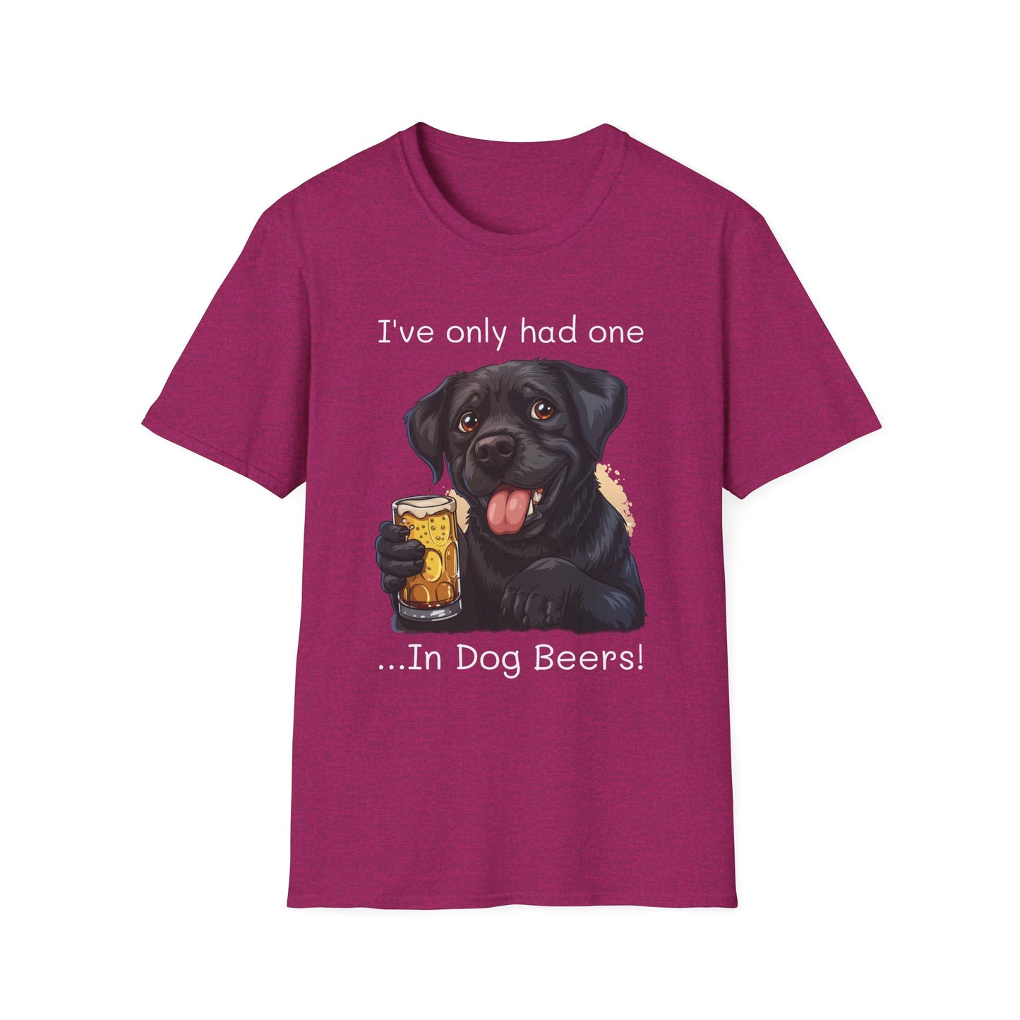 Funny Drinking shirt, Unisex Softstyle Shirt, Black Lab, One in Dog Beers