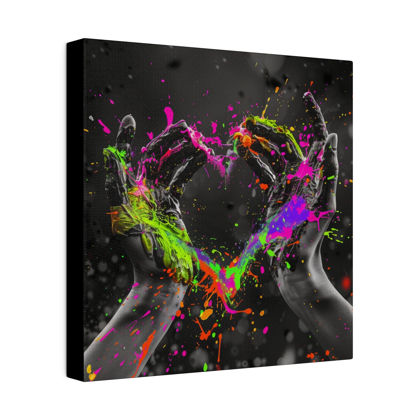 Heart in Hands Paint Splatter, Matte Canvas, Stretched, 0.75"