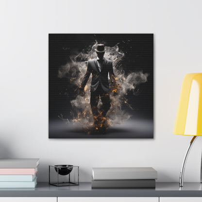 Surreal Disintegrating Black Suit Wall Art - Man on Fire Canvas Art, Canvas Smoke Modern Painting, Canvas Gallery Wraps, Canvas Stretched