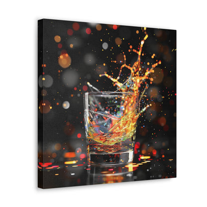 Whiskey Lovers Wall Art - Paint Splash, Trippy, Watercolor Whiskey Splash Painting, Canvas Gallery Wraps, Canvas Stretched, Gifts for Him