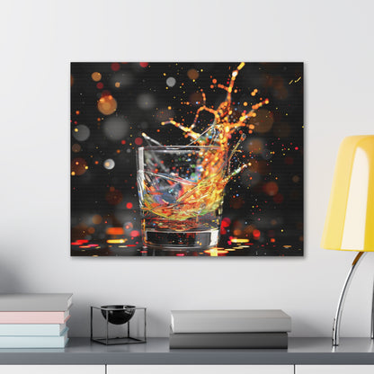 Whiskey Lovers Wall Art - Paint Splash, Trippy, Watercolor Whiskey Splash Painting, Canvas Gallery Wraps, Canvas Stretched, Gifts for Him