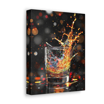 Whiskey Lovers Wall Art - Paint Splash, Trippy, Watercolor Whiskey Splash Painting, Canvas Gallery Wraps, Canvas Stretched, Gifts for Him