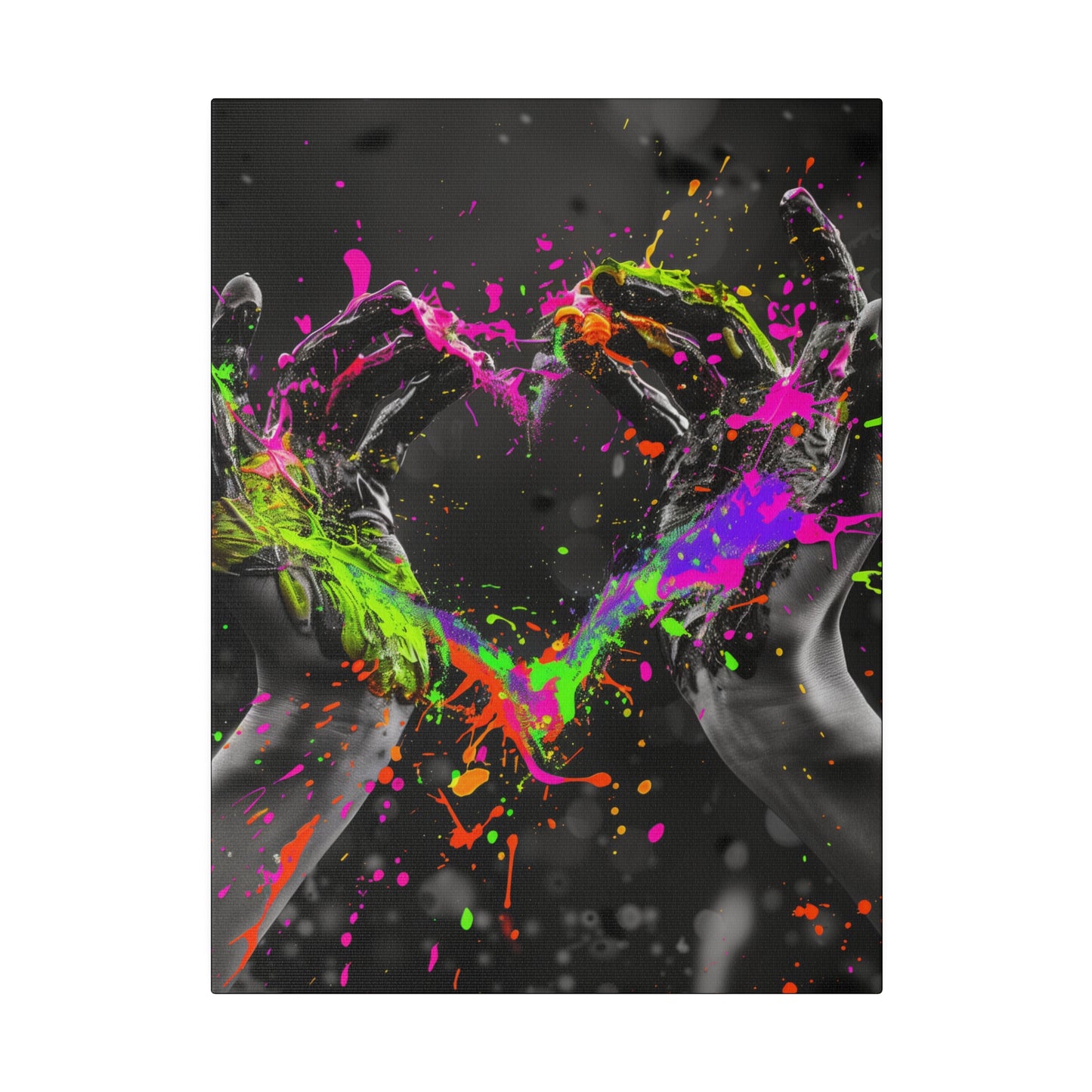 Heart in Hands Paint Splatter, Matte Canvas, Stretched, 0.75"