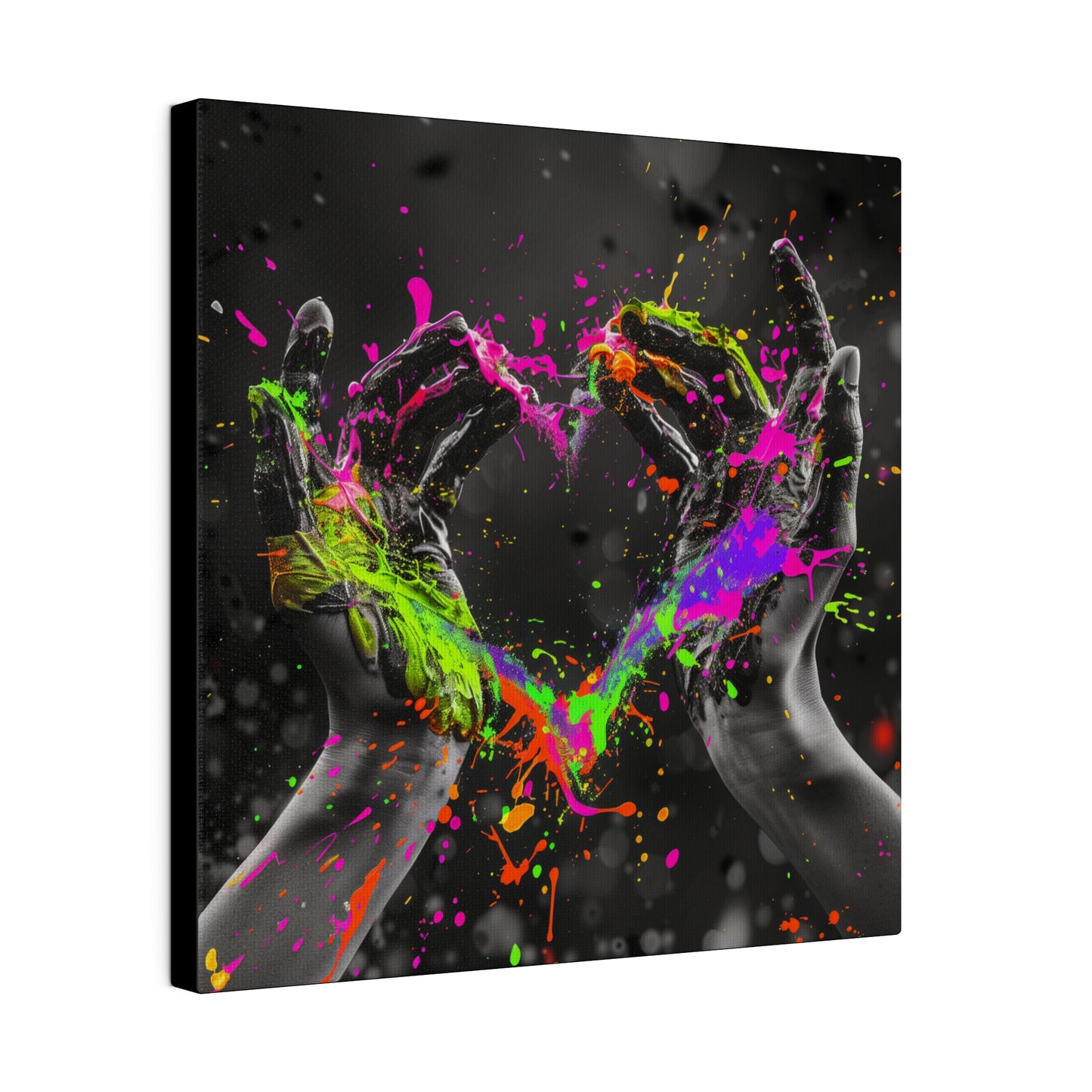 Heart in Hands Paint Splatter, Matte Canvas, Stretched, 0.75"